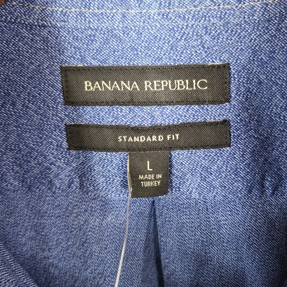 Banana Republic Shirt Men L Blue Button Down Standard Fit Long Sleeve Cotton NEW